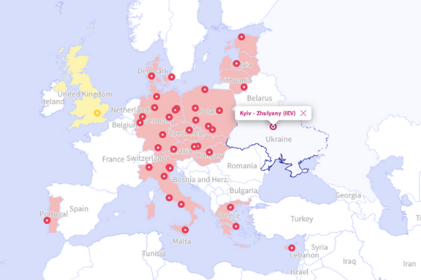 Авиакомпания Wizz Air представила интерактивную карту